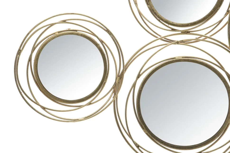 Panneau en métal doré avec cercles et miroirs