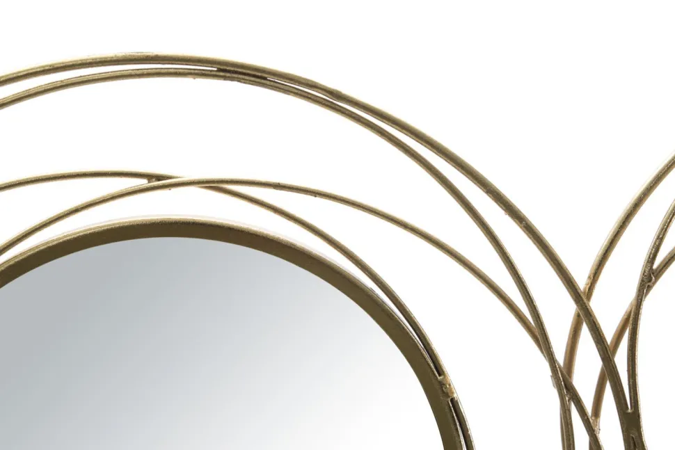 Panneau en métal doré avec cercles et miroirs