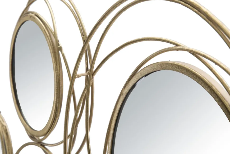 Panneau en métal doré avec cercles et miroirs