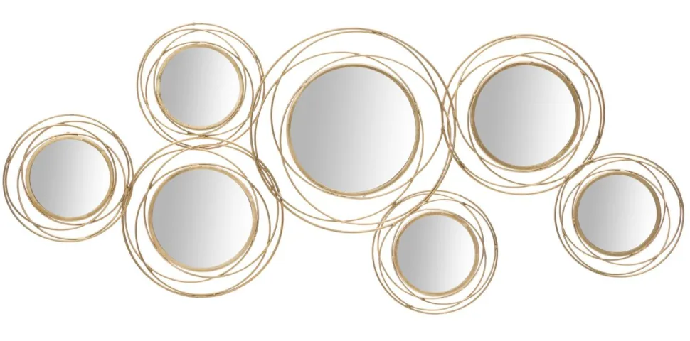 Panneau en métal doré avec cercles et miroirs