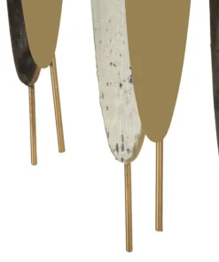 Panneau mural abstrait Oligram Métal doré et détails en marbre