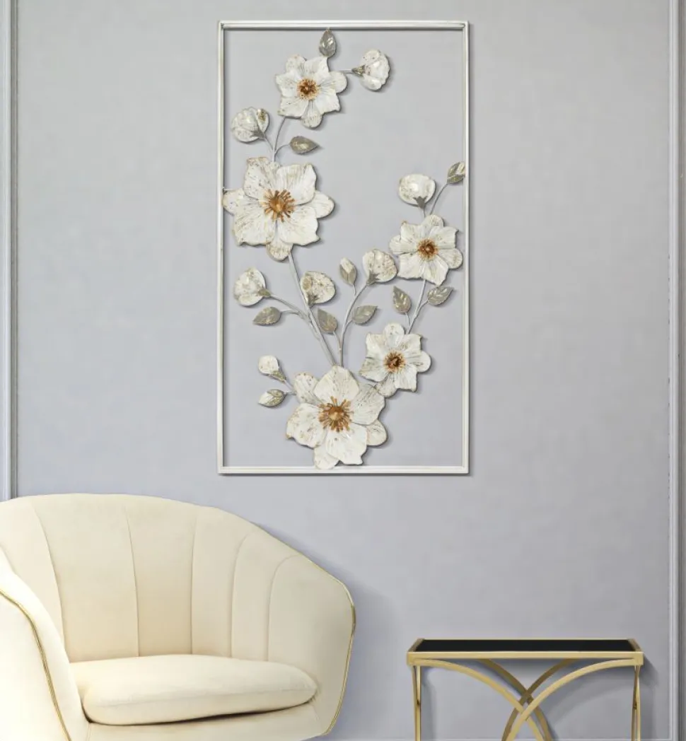 Panneau mural 3D Flix en métal multicolore design floral