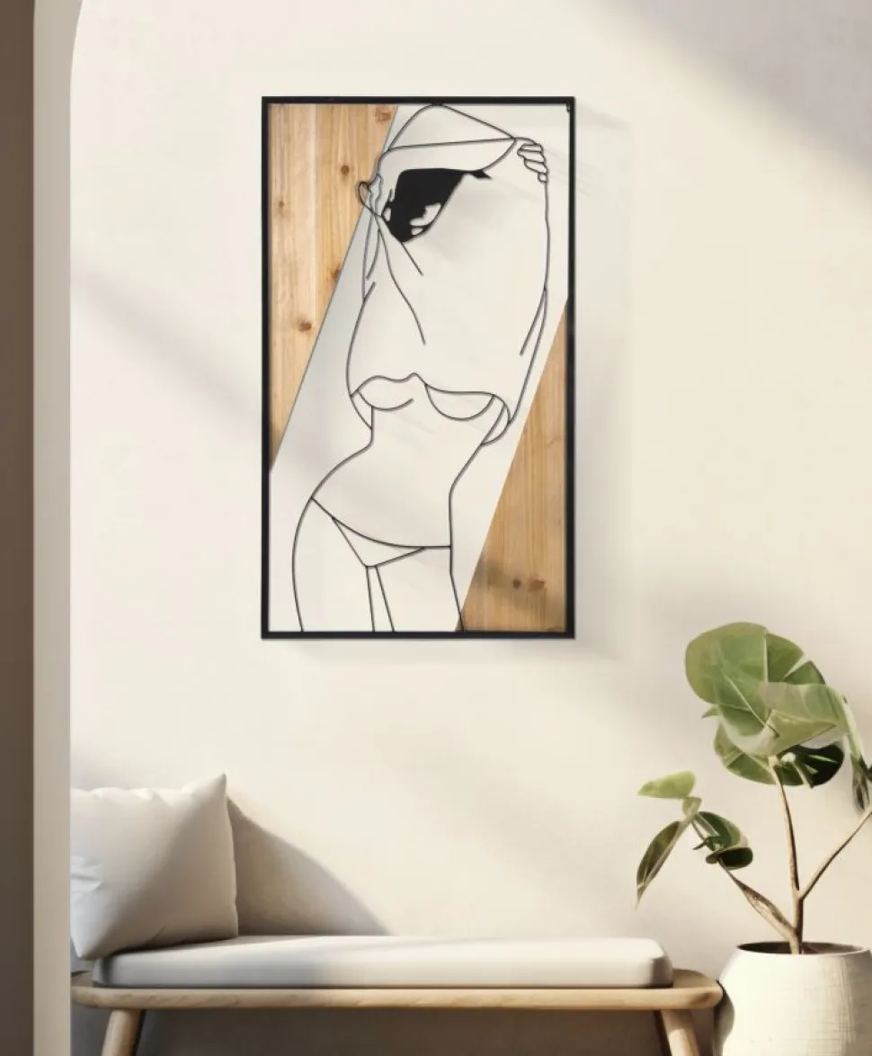 Panneau mural décoratif 3D Fer Noir et MDF Marron