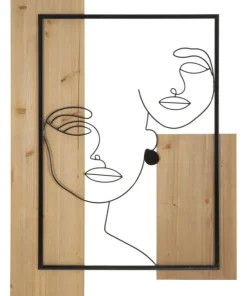 Panneau mural décoratif 3D en métal et bois noir marron