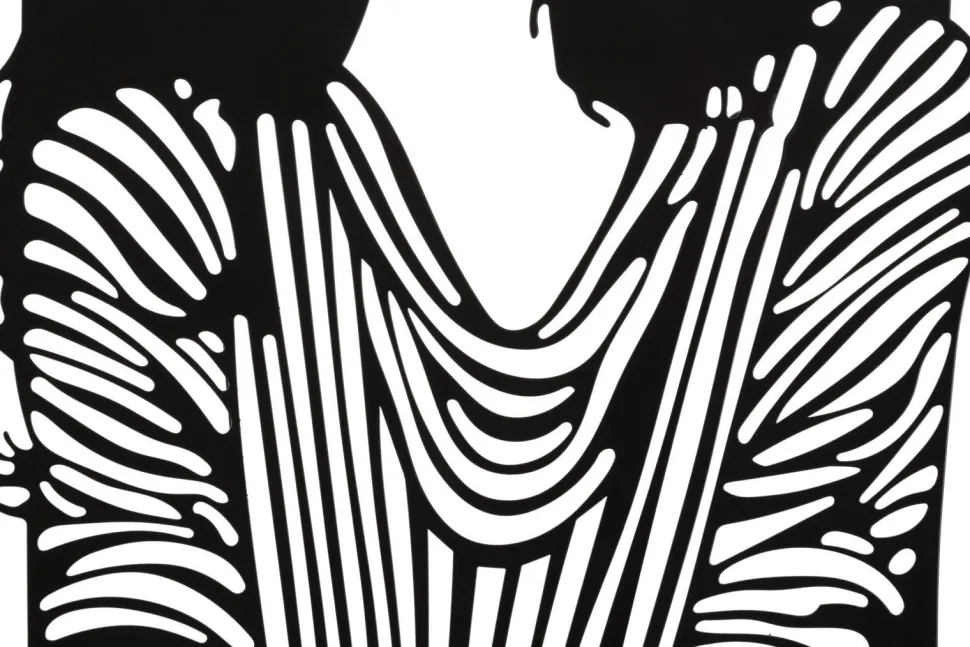 Panneau mural décoratif 3D Fer Noir silhouette féminine rayée