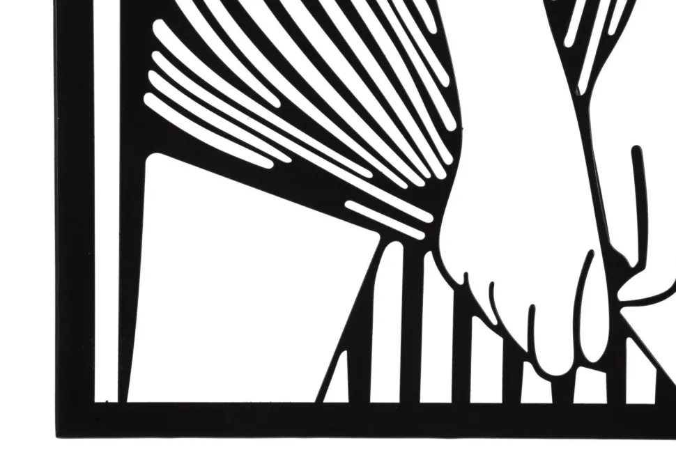 Panneau mural décoratif 3D Fer Noir silhouette féminine rayée