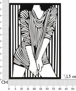 Panneau mural décoratif 3D Fer Noir silhouette féminine rayée