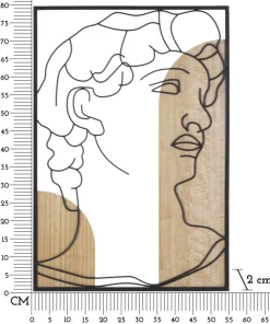 Panneau mural décoratif 3D David Métal et M.D.F. Naturel