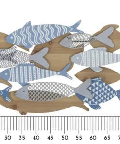 Panneau mural décoratif 3D Poissons Métal et Bois