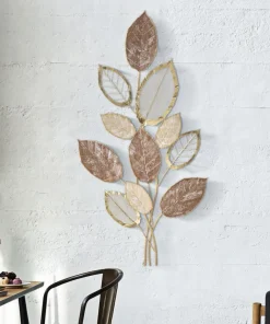 Panneau mural décoratif en fer brindilles et feuilles multicolores