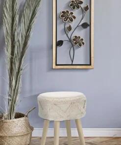 Panneau mural décoratif Girish en bois naturel et métal Noir