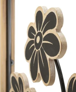 Panneau mural décoratif Girish en bois naturel et métal Noir