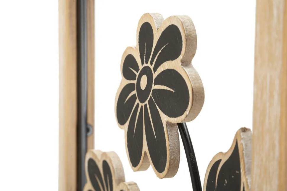 Panneau mural décoratif Girish en bois naturel et métal Noir