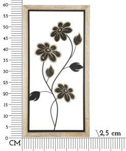 Panneau mural décoratif Girish en bois naturel et métal Noir