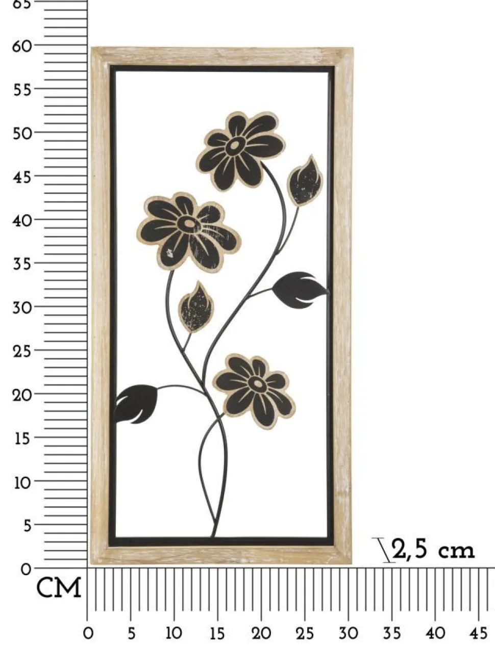 Panneau mural décoratif Girish en bois naturel et métal Noir