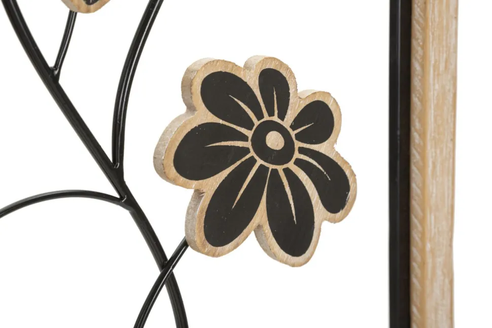 Panneau mural décoratif Girish en bois naturel et métal Noir