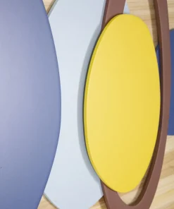 Panneau mural décoratif géométrique en métal et bois naturel multicolore