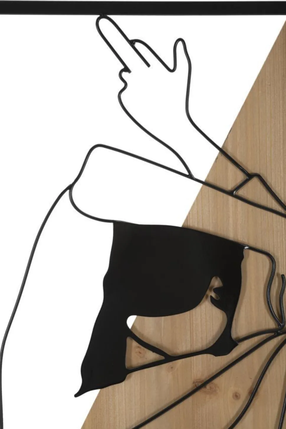 Panneau mural décoratif silhouette féminine métal et M.D.F Noir Marron