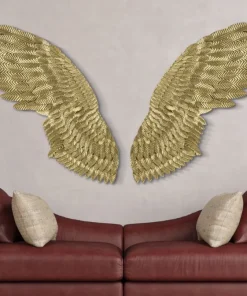Panneaux décoratifs 3D ailes en métal doré 2 pcs