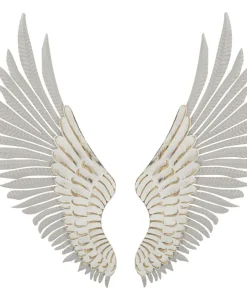 Panneaux décoratifs muraux 3D Ailes Blanches métal et bois