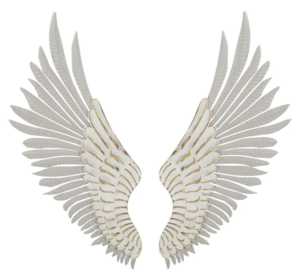 Panneaux décoratifs muraux 3D Ailes Blanches métal et bois