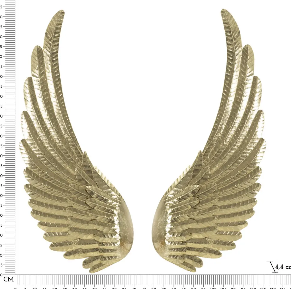 Panneaux muraux décoratifs 3D ailes métal doré jeu de 2 pièces