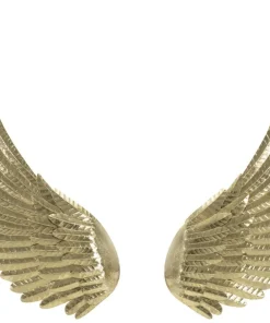 Panneaux muraux décoratifs 3D ailes métal doré jeu de 2 pièces