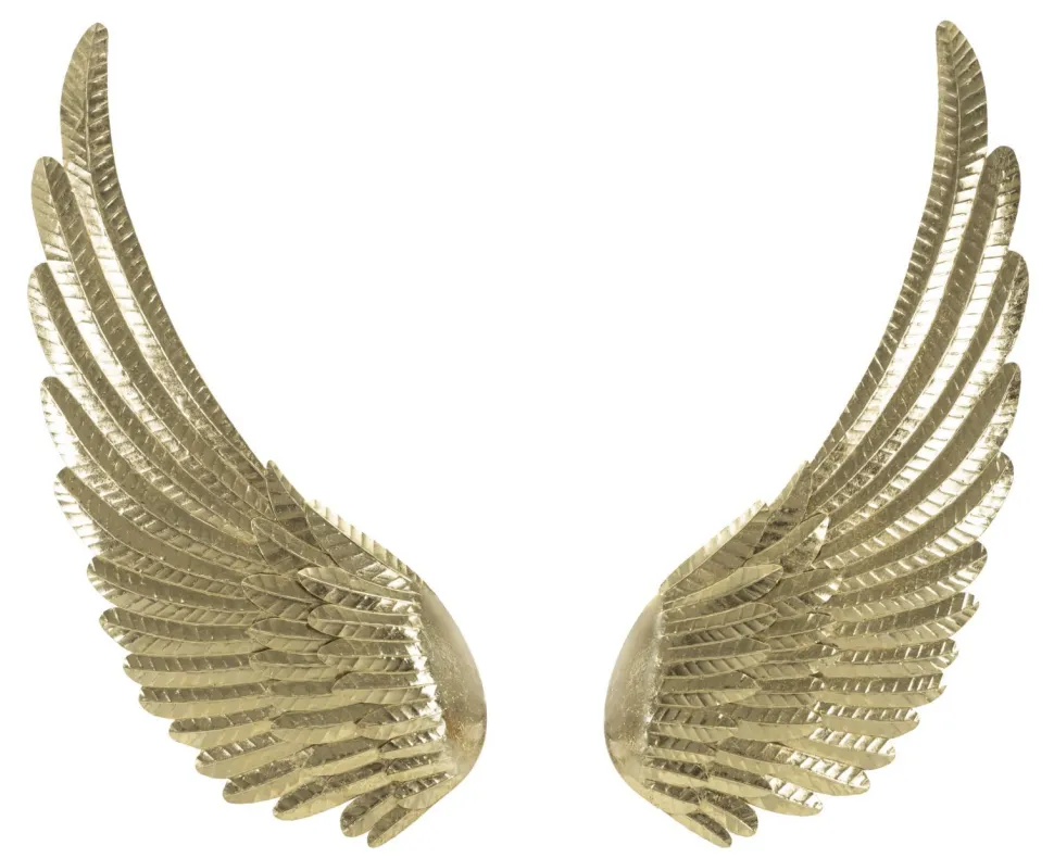 Panneaux muraux décoratifs 3D ailes métal doré jeu de 2 pièces