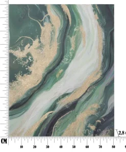 Peinture murale abstraite encadrée en bois massif Greenery
