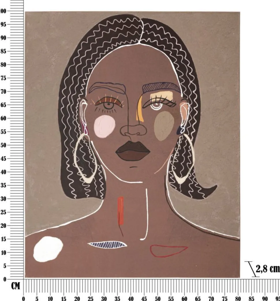 Peinture murale femme tribale encadrée toile marron bois massif