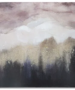 Peinture murale impressionniste cadre en bois massif Tons Rose et Noir