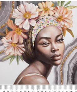Peinture murale Naomi Bois massif avec applications en tissu multicolores
