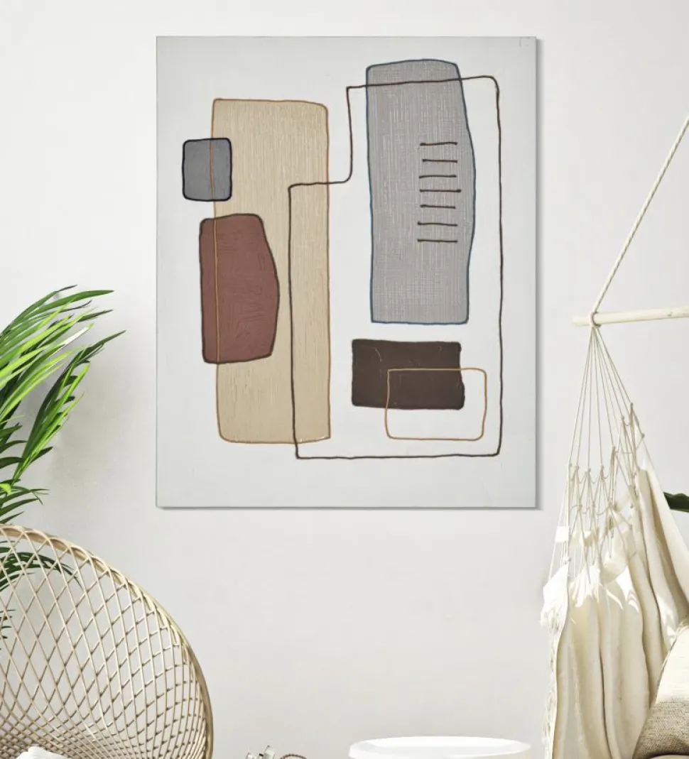 Peinture sur toile abstraite encadrée en bois massif couleurs multicolores