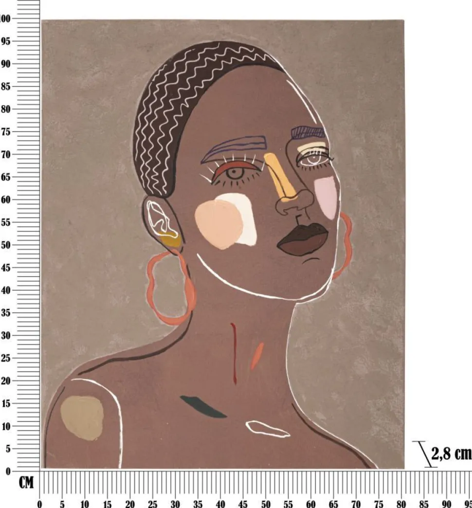 Peinture sur toile femme multi-ethnique cadre bois massif marron