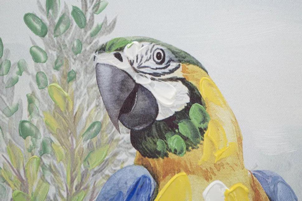 Peinture sur toile Kenda Femme et Perroquet Bois Massif