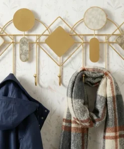 Pendentif mural en métal doré avec miroirs et surfaces marbrées
