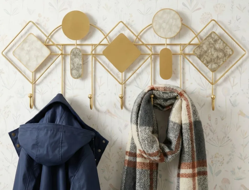 Pendentif mural en métal doré avec miroirs et surfaces marbrées