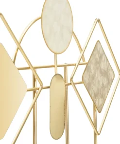 Pendentif mural en métal doré avec miroirs et surfaces marbrées