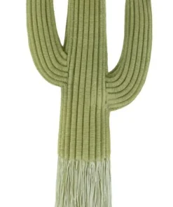 Plante décorative Cactus Stons en tissu vert sur socle en bois marron