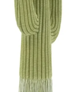Plante décorative Cactus Stons en tissu vert sur socle en bois marron