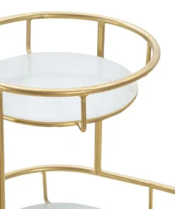 Plateau 2 niveaux métal doré et verre miroir