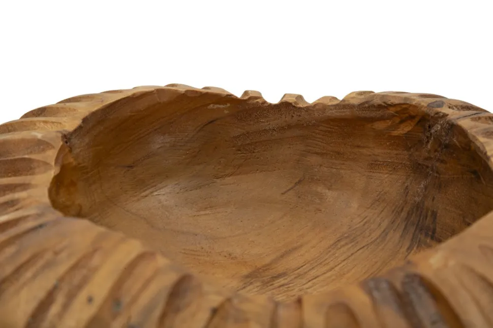 Plateau arrondi Geris Teck recyclé sculpté marron