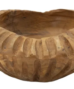 Plateau arrondi Geris Teck recyclé sculpté marron