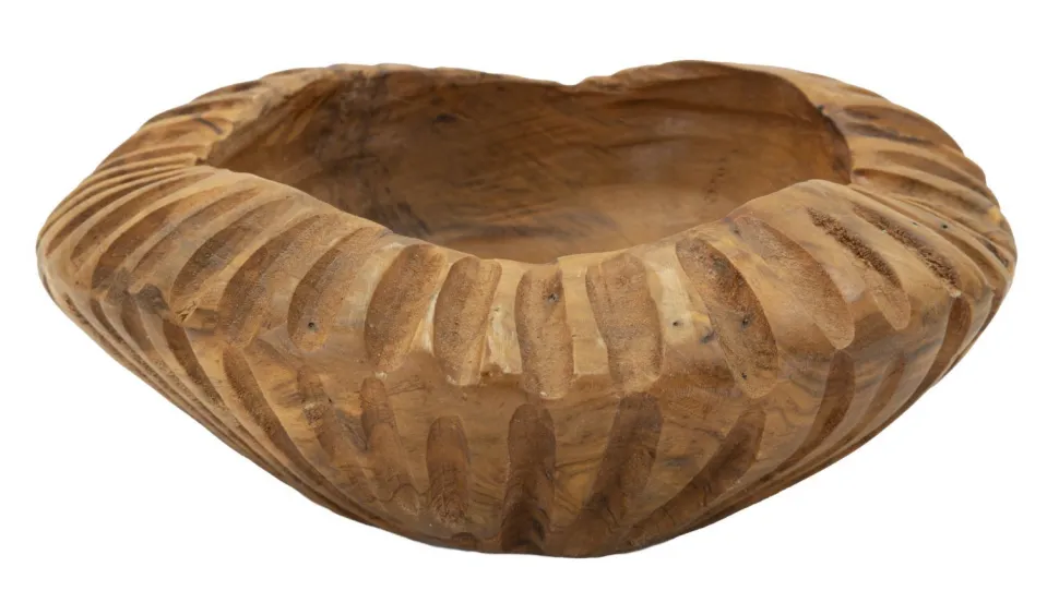 Plateau arrondi Geris Teck recyclé sculpté marron