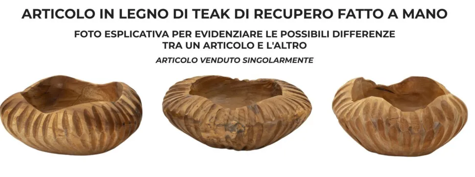 Plateau arrondi Geris Teck recyclé sculpté marron