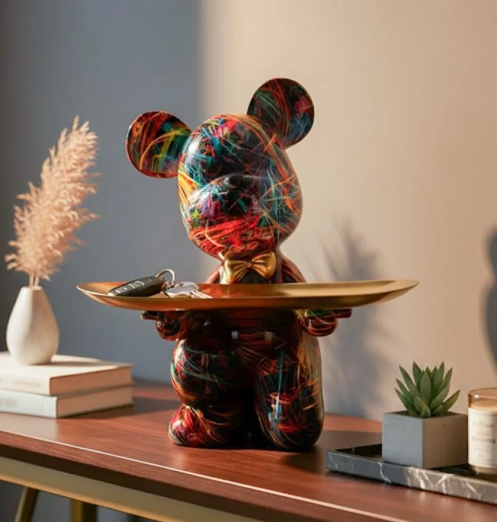 Plateau décoratif Psyco couleur excentrique avec finition dorée