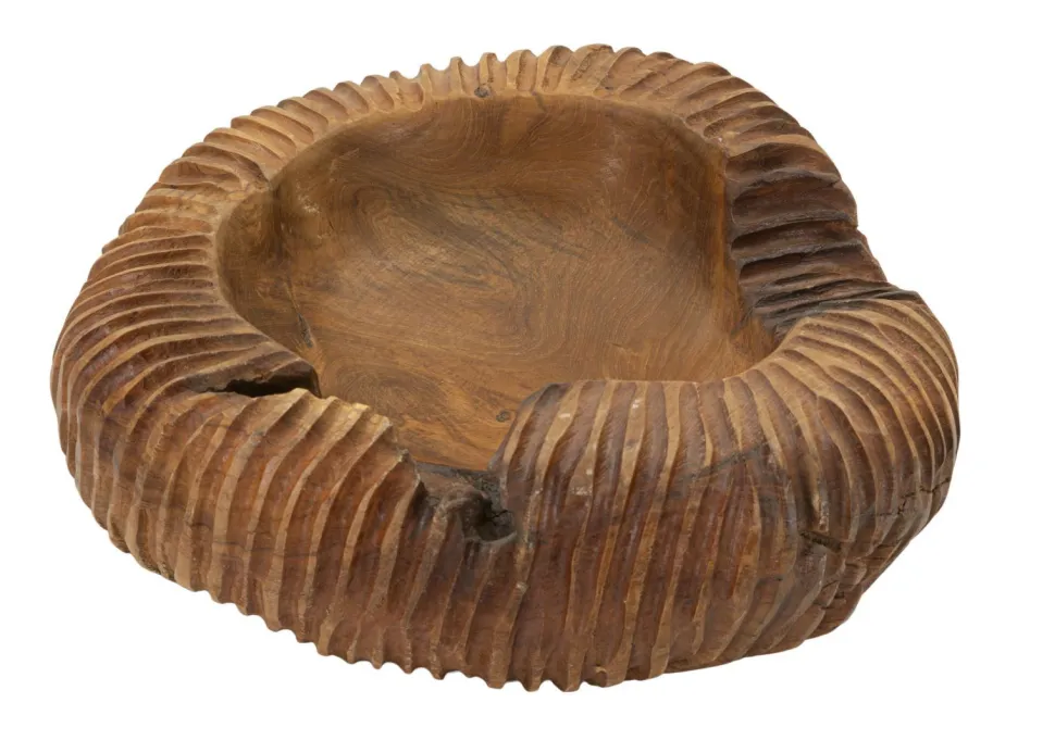 Plateau sculpté Garit Teck recyclé marron