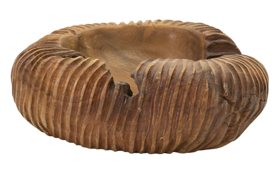 Plateau sculpté Garit Teck recyclé marron