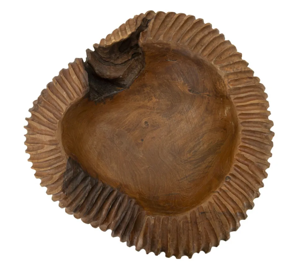 Plateau sculpté Garit Teck recyclé marron