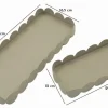 Plateaux rectangulaires en métal gris colombe bord ondulé set de 2